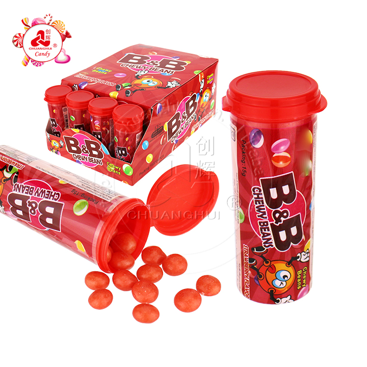 B&B Rainbow strawberry flavor Crispy sugar coated puffed candy chewy beans CH-N633