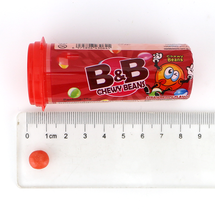 B&B Rainbow strawberry flavor Crispy sugar coated puffed candy chewy beans CH-N633