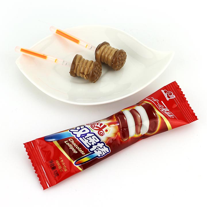 Halal chocolate milk flavored hamburger shaped neon glowing stick lollipop CH-B094-3