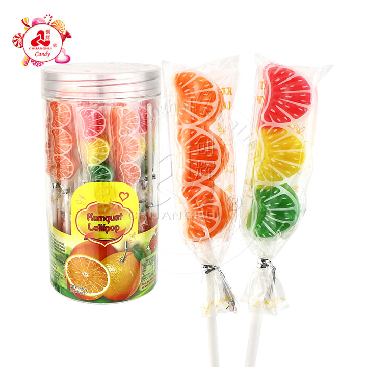 Supply 15g Cartoon orange fruit shaped string lollipop CH