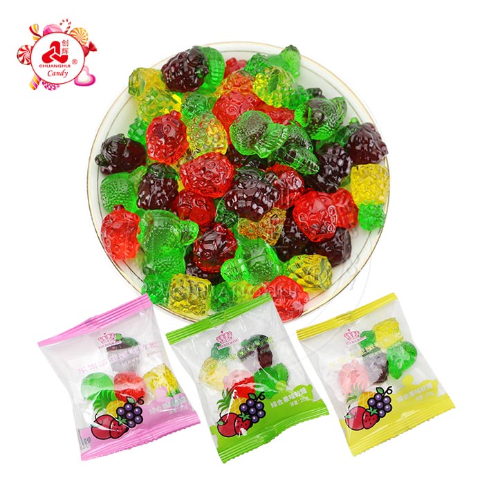 Factory wholesale 3D assorted fruit shape pectin soft gummy candy in bulk CH-S099