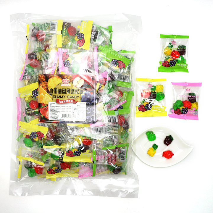 Factory wholesale 3D assorted fruit shape pectin soft gummy candy in bulk CH-S099