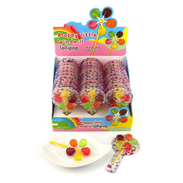 Supply Fruit flavored 5 colors rotating windmill lollipop
