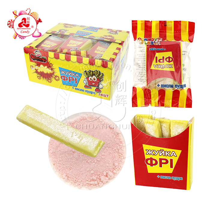 2023 French fries shaped chewing bubble gum with sour powderCH-E312