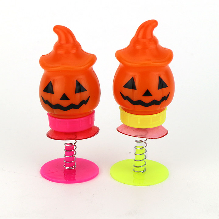 Halloween bouncing candy toy spring jumping suckers pumpkin head toy candyCH-T1184