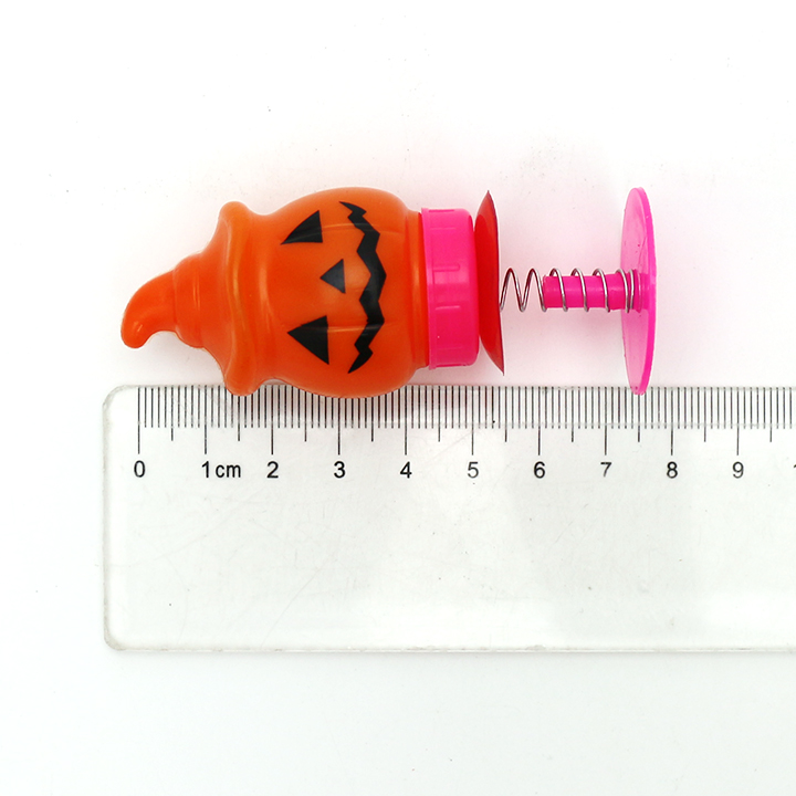 Halloween bouncing candy toy spring jumping suckers pumpkin head toy candyCH-T1184