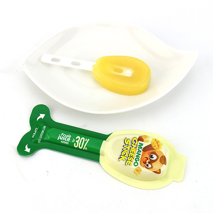 Fruit cheese stick shaped fruit flavored soft jelly lollipop candy CH-K253