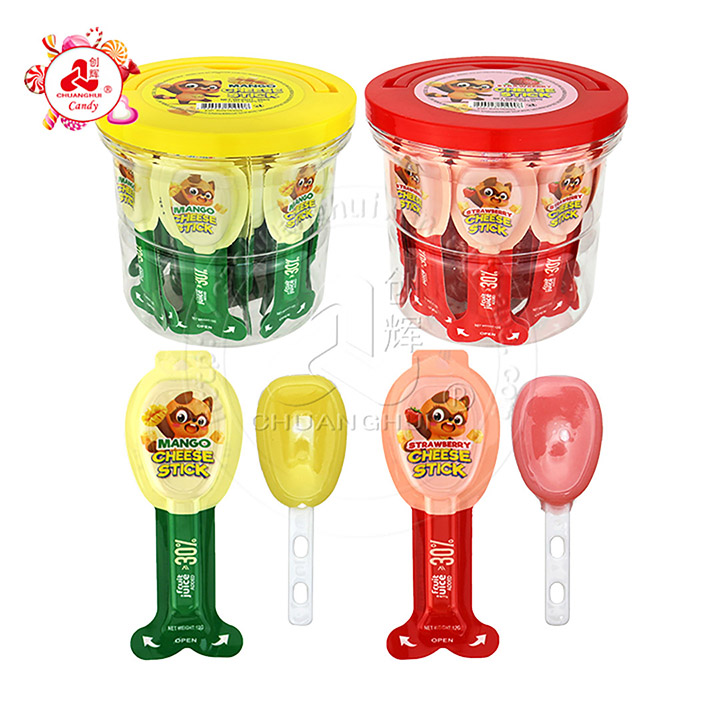 Fruit cheese stick shaped fruit flavored soft jelly lollipop candy CH-K253