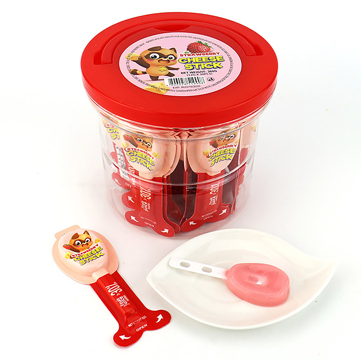 Fruit cheese stick shaped fruit flavored soft jelly lollipop candy CH-K253