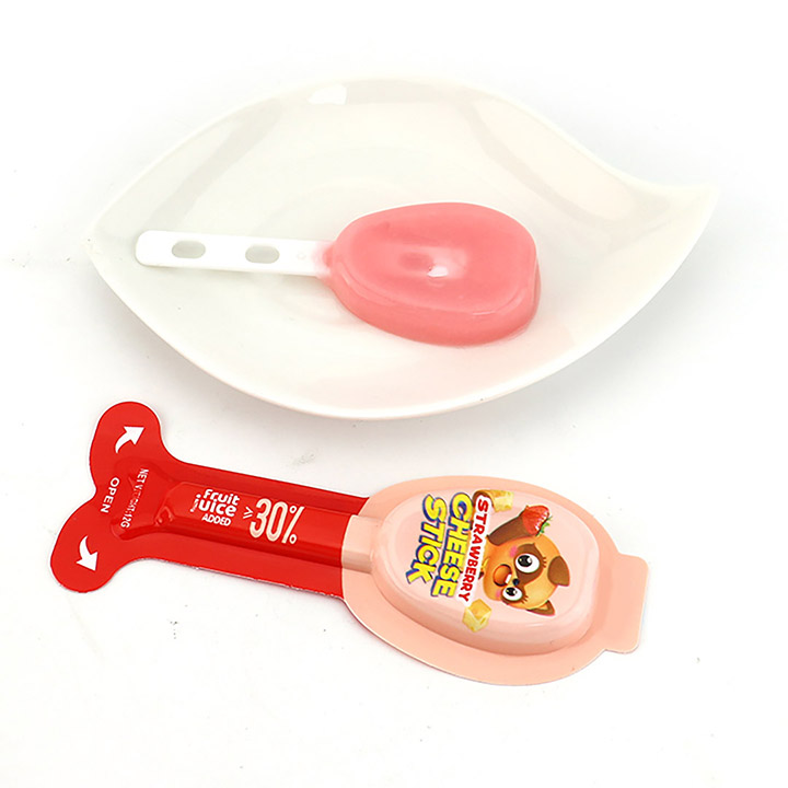 Fruit cheese stick shaped fruit flavored soft jelly lollipop candy CH-K253