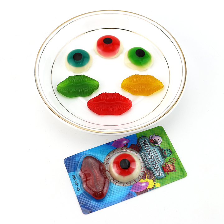 Little monster candy colorful eyeball and lip shaped chewy soft gummy candy CH-J492