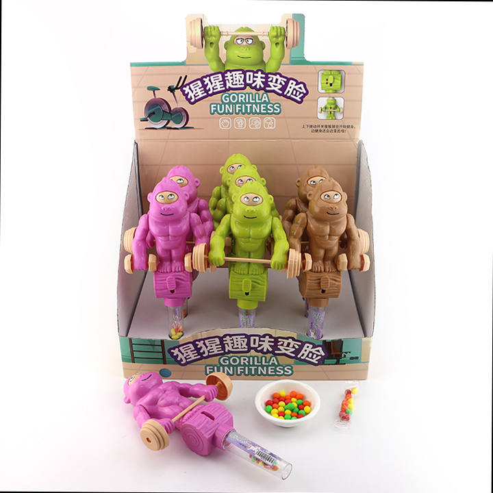 Funny Face Changing Gorilla weightlifting dumbbell toy candy CH-TB209