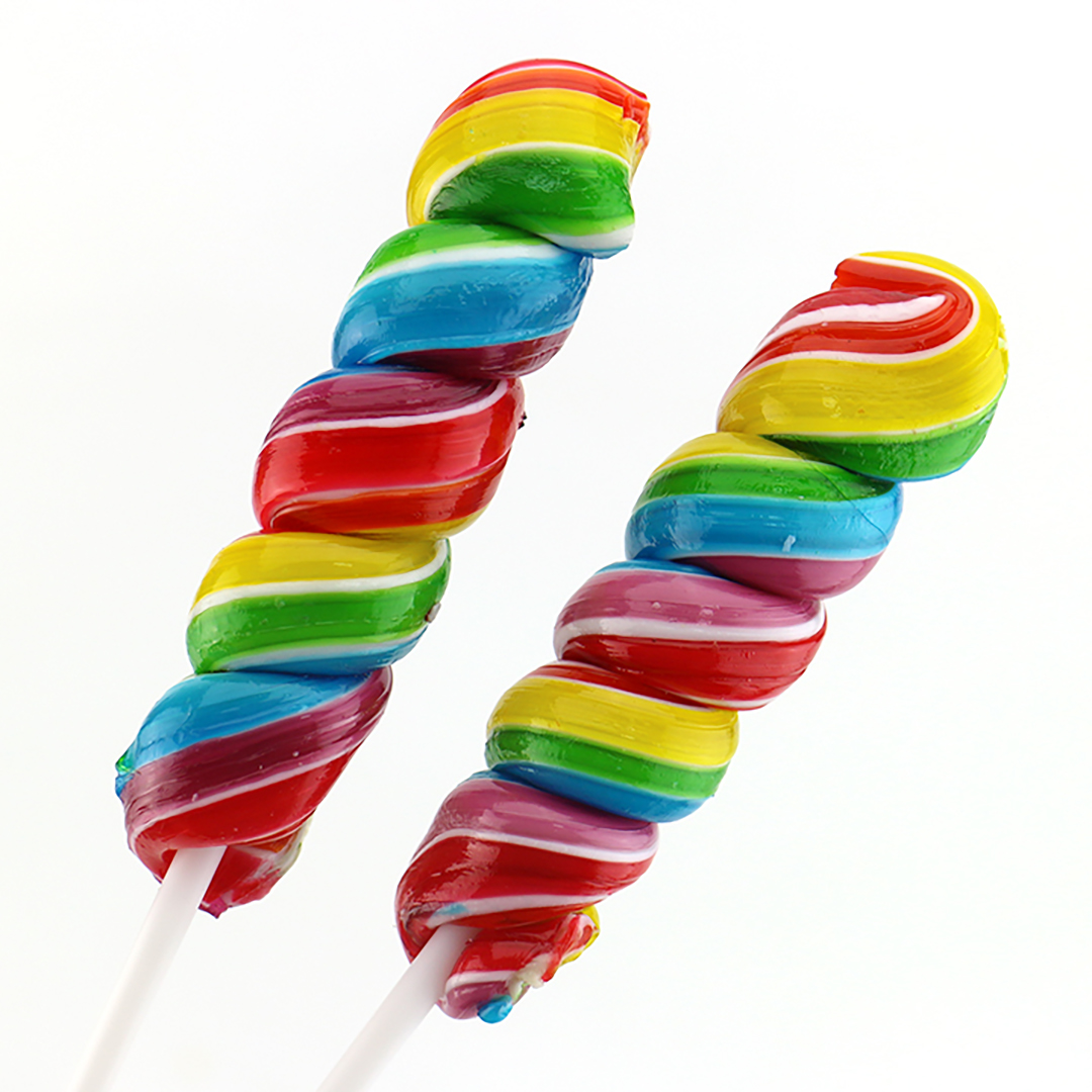 Supply HALAL rainbow colored vortex twist handmade lollipop
