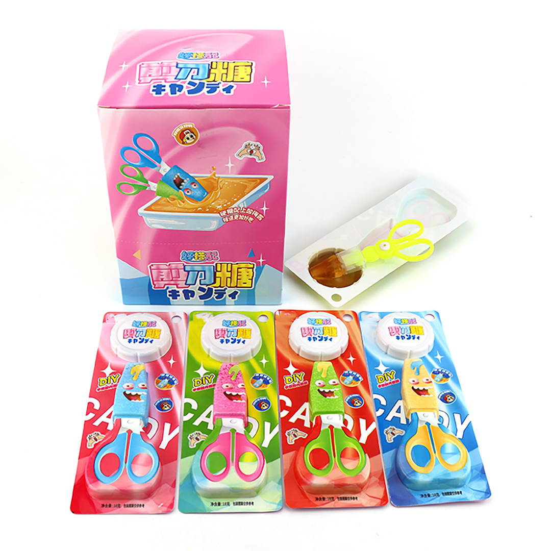 Plastic scissors shaped toy candy with sour plum flavored jam CH-T1221