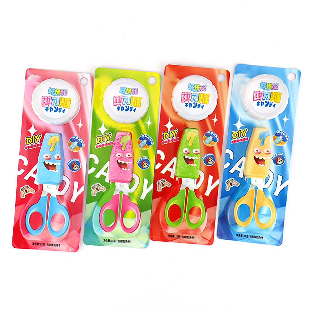 Plastic scissors shaped toy candy with sour plum flavored jam CH-T1221