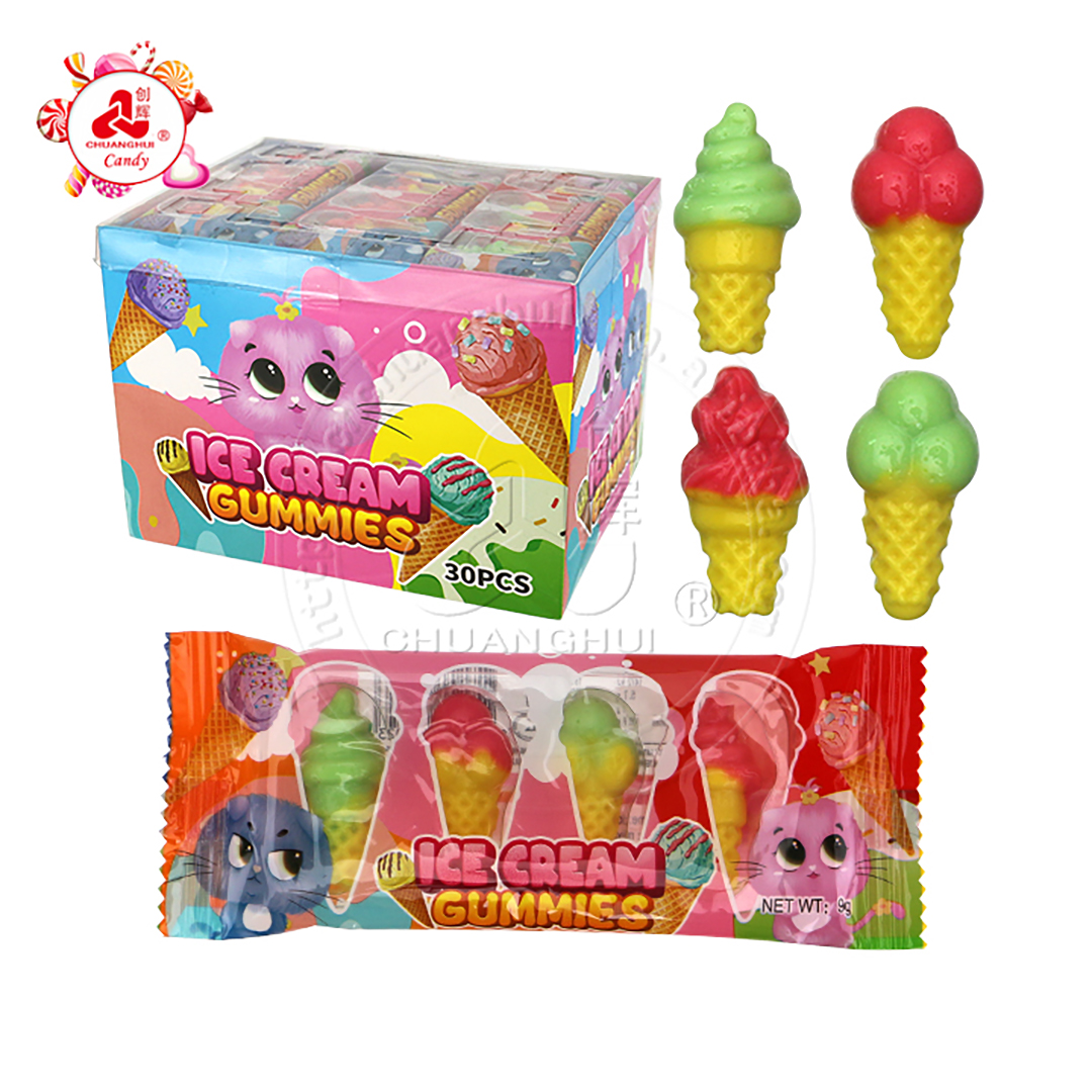 Supply Halal 4 in 1 ice cream shaped chewy soft gummy candy