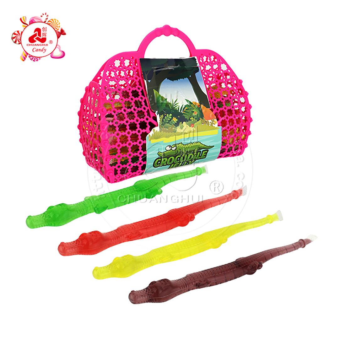 3D crocodile shaped sucking jelly pudding strips in basket CH-K273