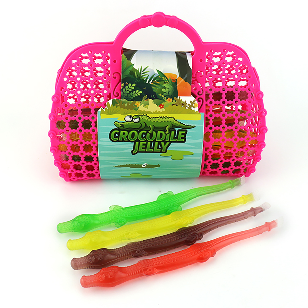 3D crocodile shaped sucking jelly pudding strips in basket CH-K273