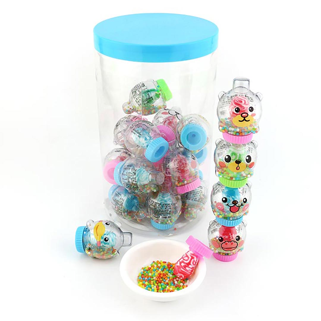 Stacking animal bear expression candy with lollipops and mini ball candy CH-N671