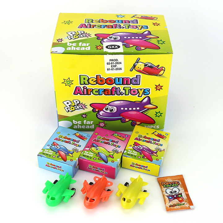 HALAL fruity flavor popping rock candy and rebound aircraft plane toy candy CH-T1234