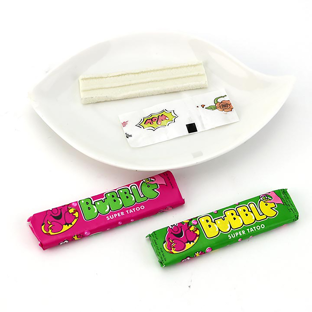 Bagged 7cm chewing bubble gum with tattoo stickers CH-E321