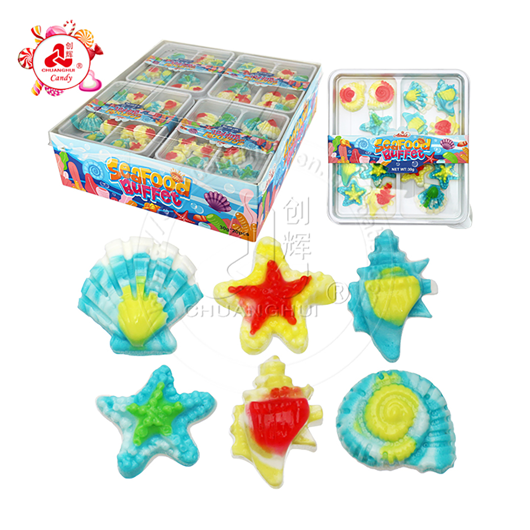 Seafood Buffet Shell, conch, starfish shaped chewy soft gummy candy CH-J526