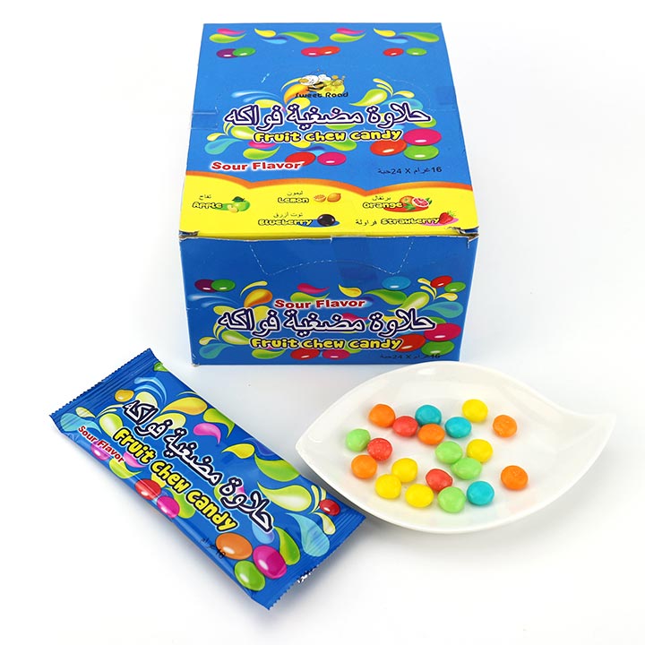Sour sweet rainbow fruit chewing bean soft candy CH-J529