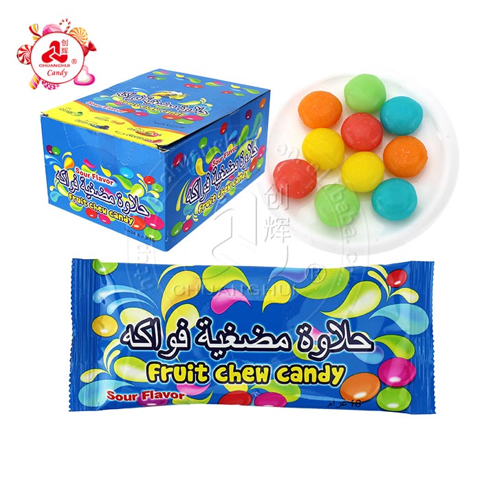 Sour sweet rainbow fruit chewing bean soft candy CH-J529