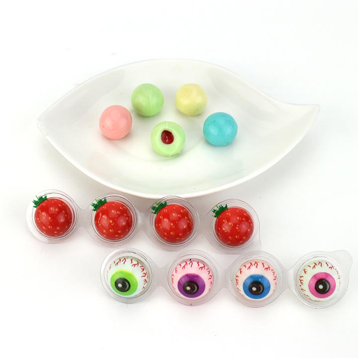 4-in-1 candy string cartoon soft gummy candy ball with jam filling CH-J532