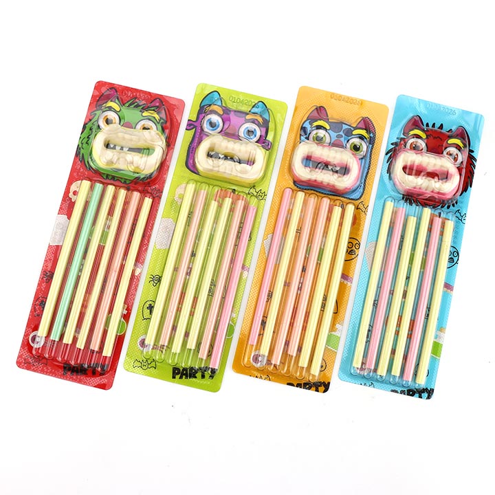 Halloween tooth shaped soft gummy candy with CC stick powder candy CH-J533