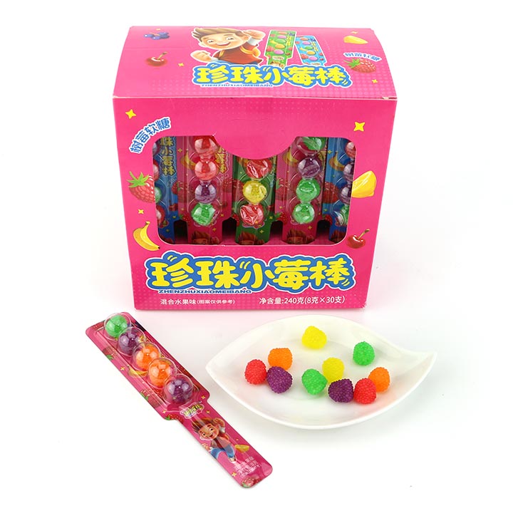 Halal mini pearl fruit flavored soft jelly pop candy CH-J534