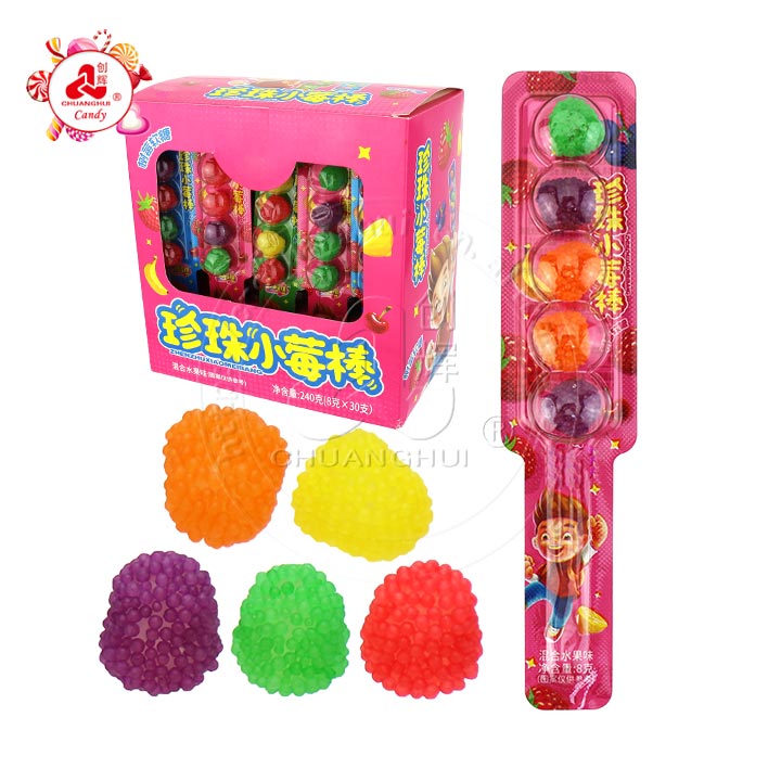 Halal mini pearl fruit flavored soft jelly pop candy CH-J534