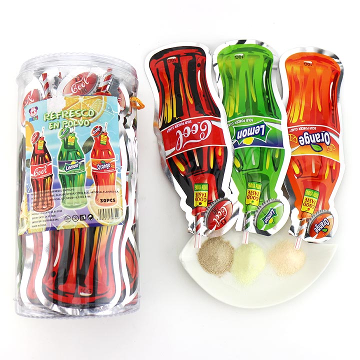 Halal Cola, Lemon, Orange Flavor Sour CC Powder Candy bag CH-N683