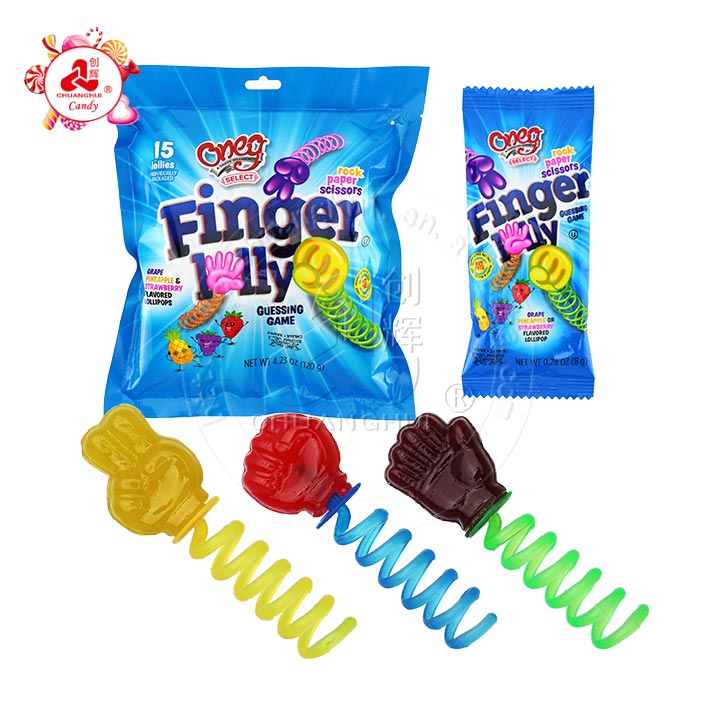 Scissor-stone-cloth guessing game shape finger spring shaking lollipop toy candy CH-T1079-3