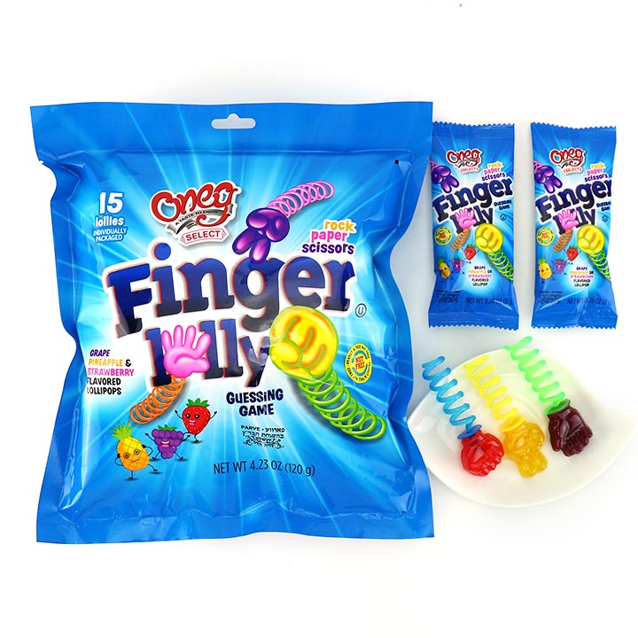 Scissor-stone-cloth guessing game shape finger spring shaking lollipop toy candy CH-T1079-3