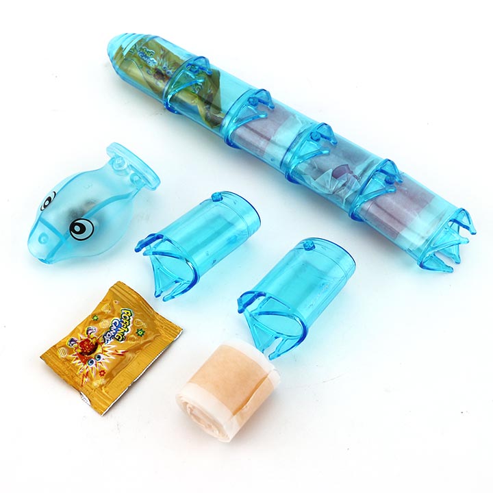 LED Lighting snake whistle toy candy with gummy roll candy popping candy CH-TB218