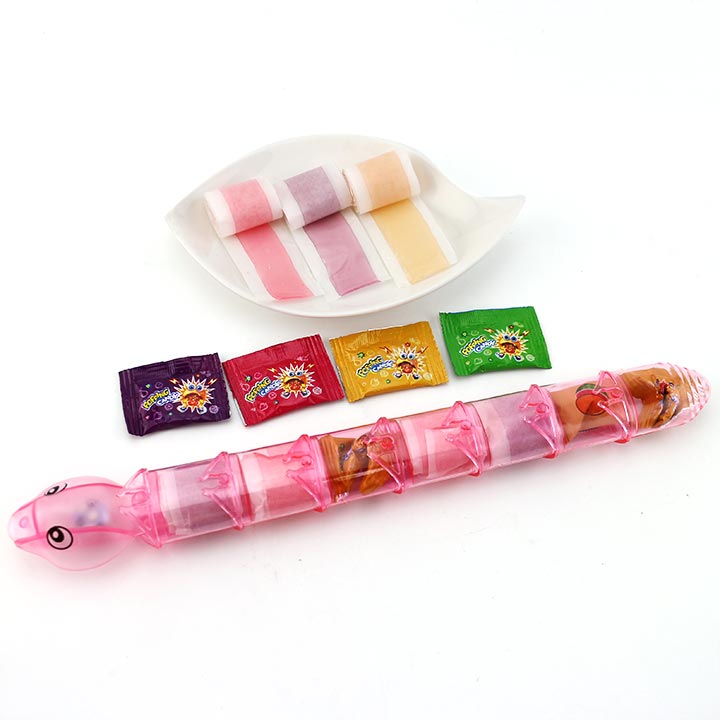 LED Lighting snake whistle toy candy with gummy roll candy popping candy CH-TB218