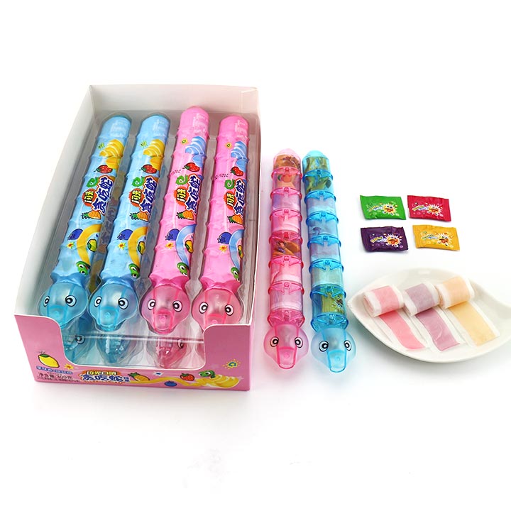 LED Lighting snake whistle toy candy with gummy roll candy popping candy CH-TB218