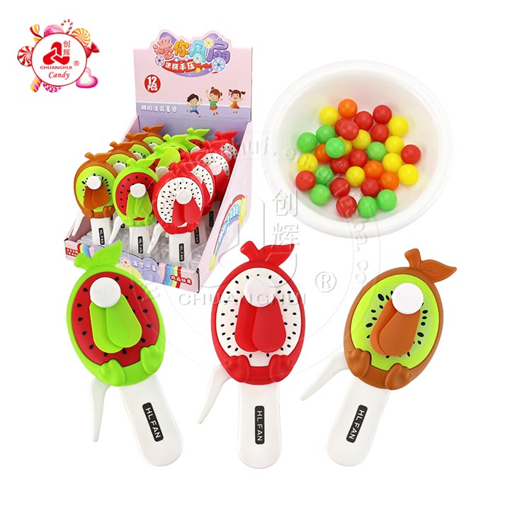 Cartoon Fruit shape hand press fan toy candyCH-TB219
