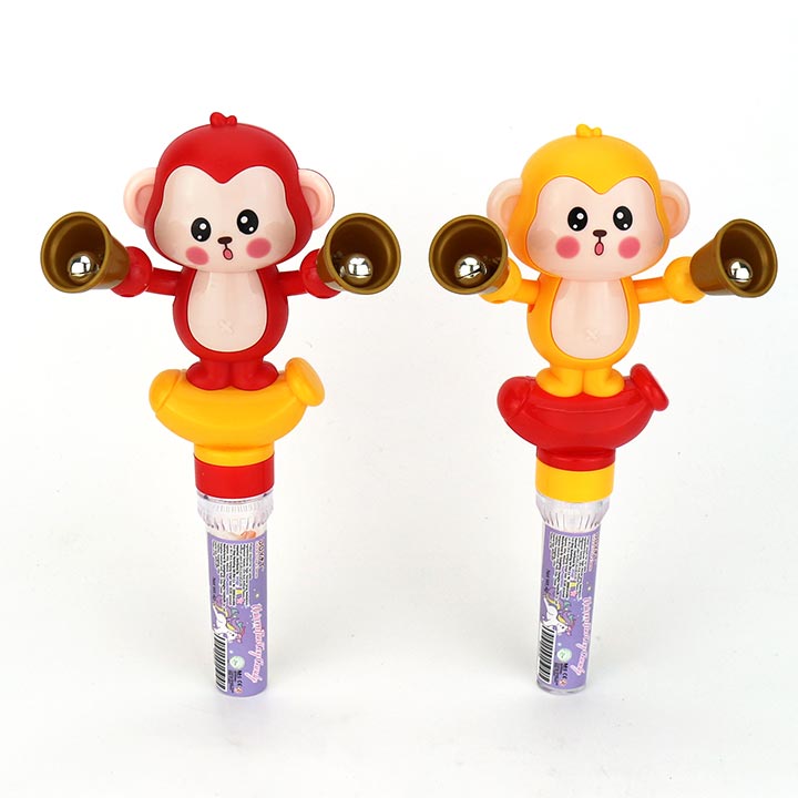 Fun cartoon monkey shaking bell shaped cheerleading toy candy CH-TB220