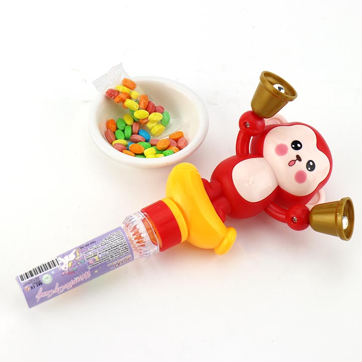 Fun cartoon monkey shaking bell shaped cheerleading toy candy CH-TB220