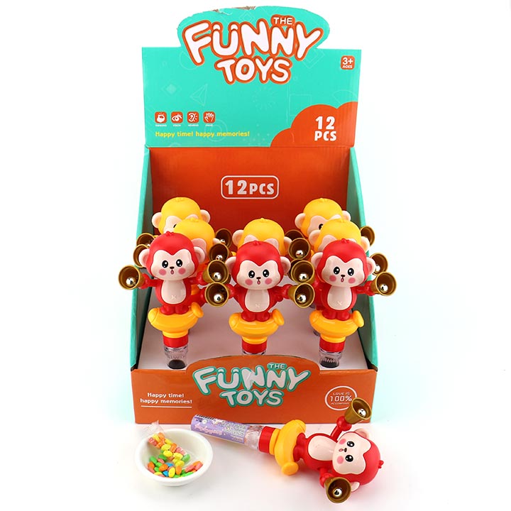 Fun cartoon monkey shaking bell shaped cheerleading toy candy CH-TB220