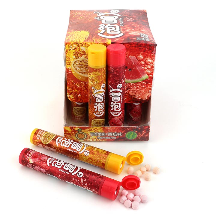 High quality cola ,lime flavor bubble soda pressed fizzy candy CH-Z260