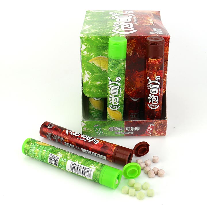 High quality cola ,lime flavor bubble soda pressed fizzy candy CH-Z260