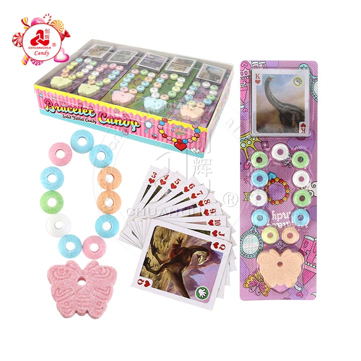 Cartoon butterfly shaped bracelet pressed tablet candy with poker playing card CH-Z261