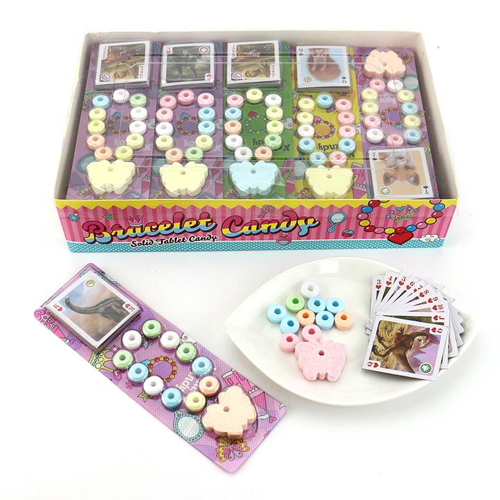 Cartoon butterfly shaped bracelet pressed tablet candy with poker playing card CH-Z261