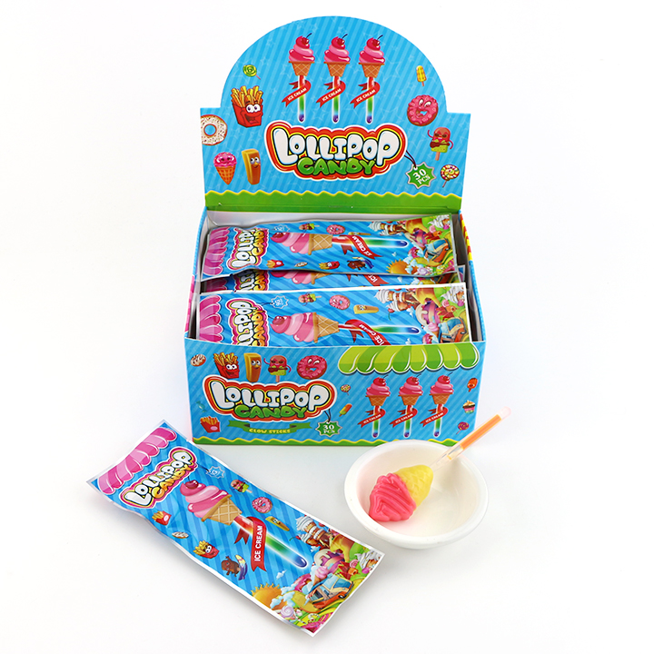 Cartoon ice cream shaped fluorescent lollipop with neon glowing stick CH-A109