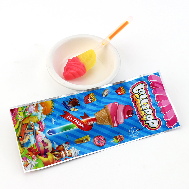 Cartoon ice cream shaped fluorescent lollipop with neon glowing stick CH-A109