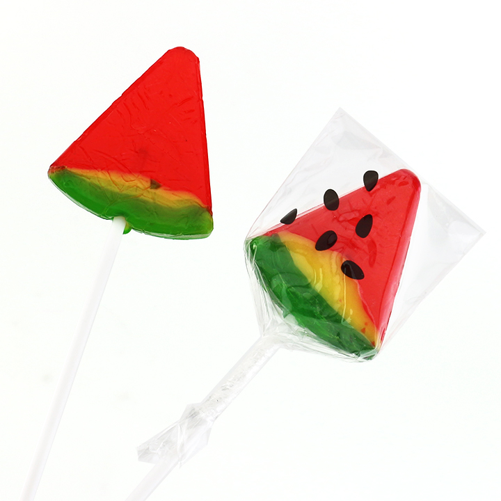 Cartoon sliced watermelon shaped flat hard lollipop CH-BP108