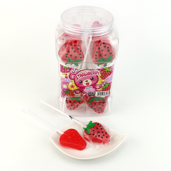 Cartoon strawberry shaped hard lollipop CH-BP109